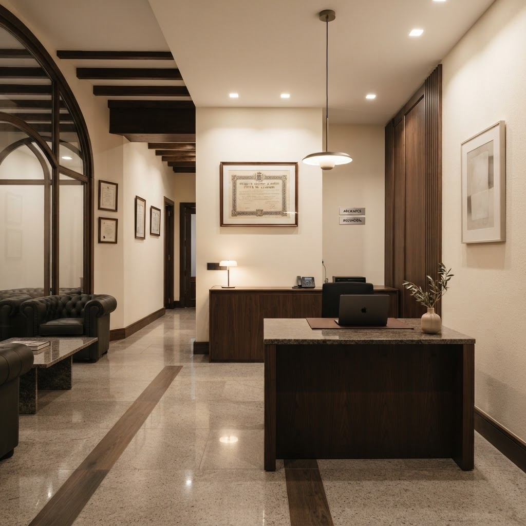 Recepción del despacho A. Torreiro & Rabuñal Abogados en Santiago de Compostela